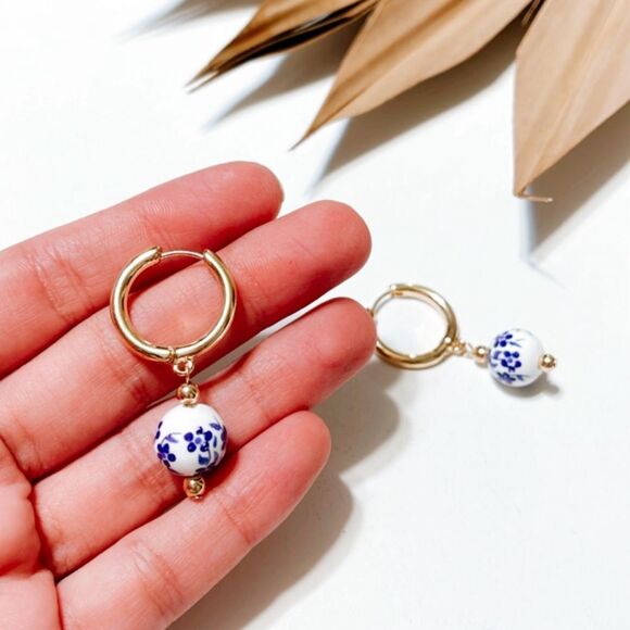 Boho dangle hoop earrings #812 - Picture 2 of 3